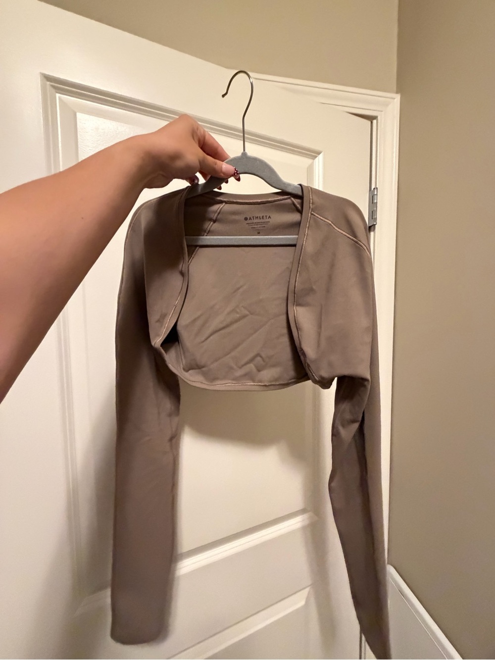 Athleta Neutral Taupe Cropped Bolero Shrug